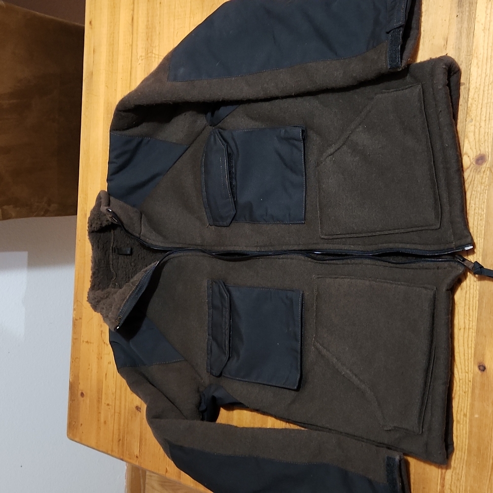 Military Cold Weather Zippered Shirt Uber Thick & Warm Brown & Black Velcro Pckt